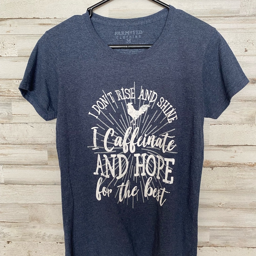 Blue Graphic Tee with White Print